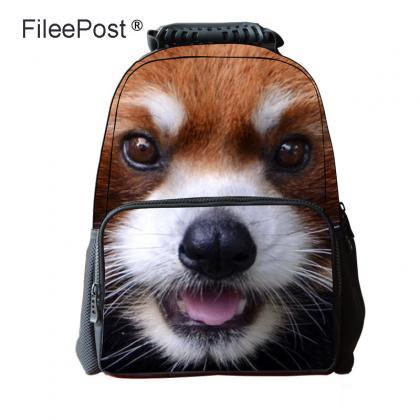 3d Animal Pattern Zipper Backpack