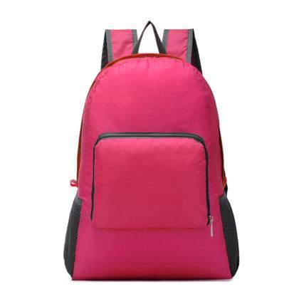 Pure Color Nylon Zipper Backpack
