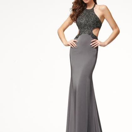 Backless Halter Sleeveless Scoop Long Party Dress
