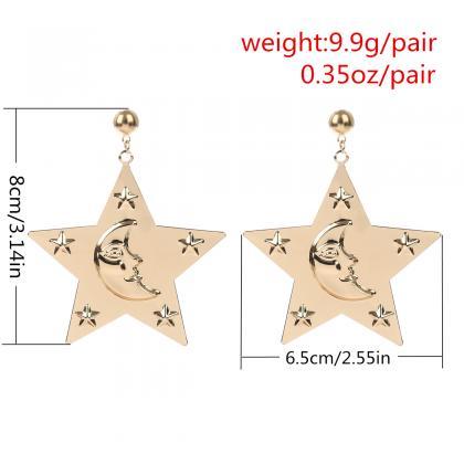 Metallic Five-pointed Star Pendant Earrings