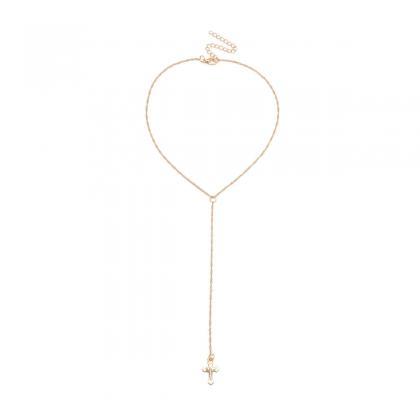 Fashion Simple Hearts Cross Pendant Necklace