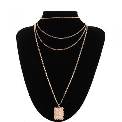 Contracted Multi-layer Chain Clavicle Necklace