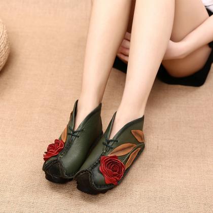 Hand Made Genuine Leather Flower Soft Comfortable..