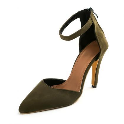Faux Suede Pointed-Toe Ankle Strap ..