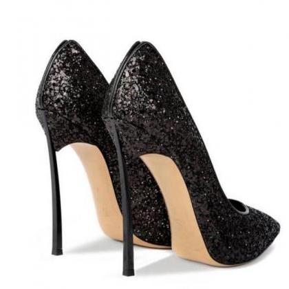Sequins Pointed-toe High Heel Stilettos, Party..