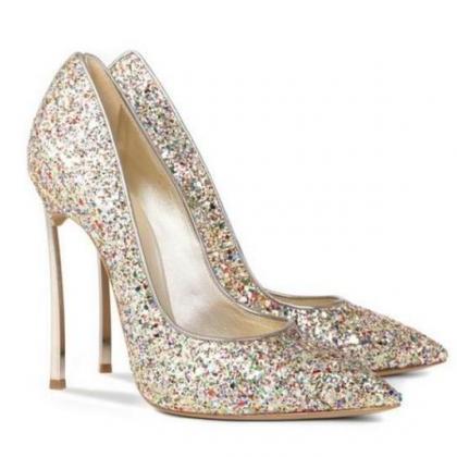 Sequins Pointed-toe High Heel Stilettos, Party..