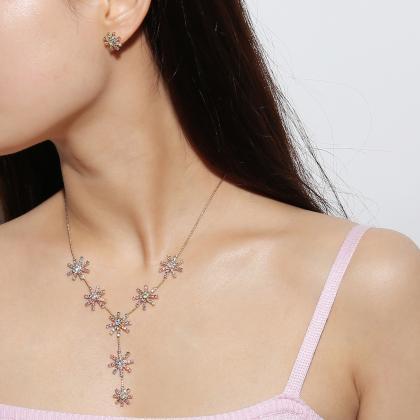 Alloy Studded Helix Clavicular Necklace And..