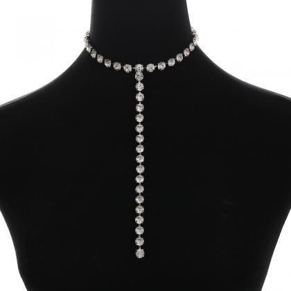 Long Tassel With Y-shaped Diamonds Necklace