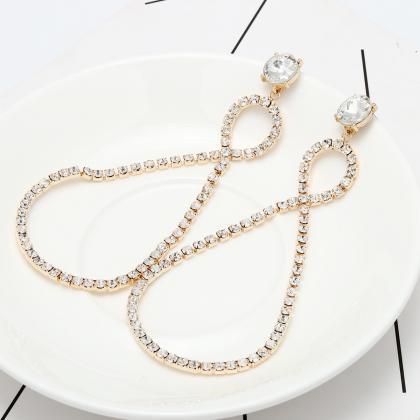 Exaggerated Infinity Design Diamond Drop Earrings