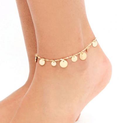 Metallic High-gloss Sequins Beads Anklets