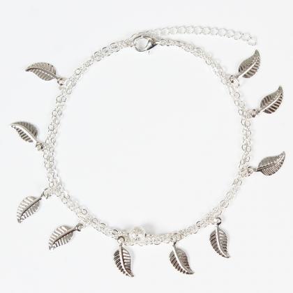 Hand-made Double Beaded Leaf Anklets