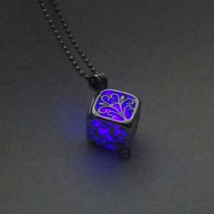 Purple Hollowed-out Block Life Tree Necklace