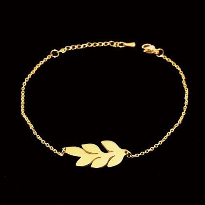 Brand Stainless Steel Leaf Bracelet