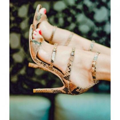 Simple Style Straps Open Toe High Stiletto High..
