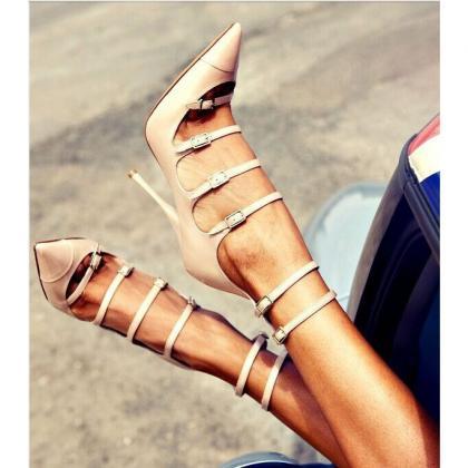 Pointed Toe Straps Stiletto High Heels Pumps Party..