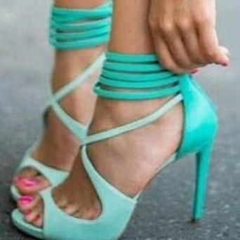 Candy Color Straps Peep Toe Stiletto High Heel..