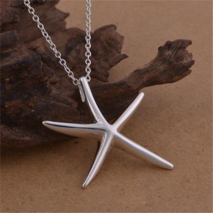 Creative Starfish With Silver Pendant Necklace