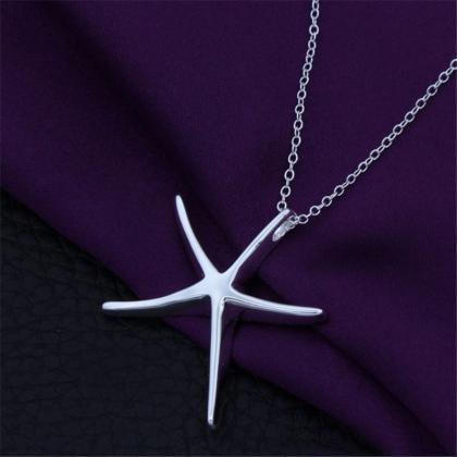 Creative Starfish With Silver Pendant Necklace