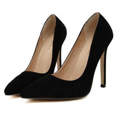 Suede Pointed Toe Low Cut Stiletto High Heels