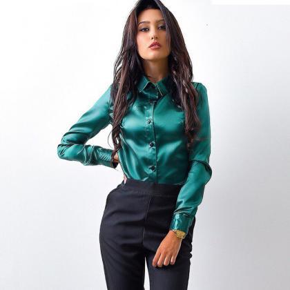 Slim High Lapel Neck Pure Color Long Sleeves..