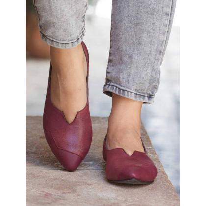 Color Block Pointed Toe Low Cut Flat Women Ankle..