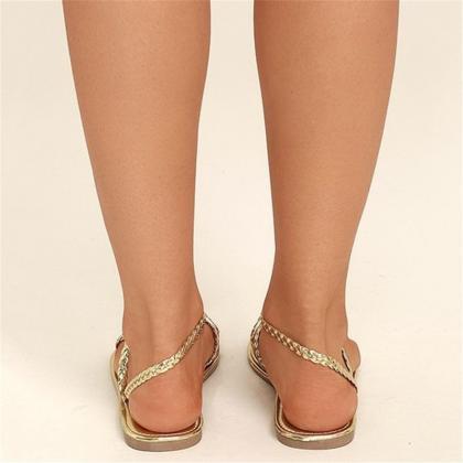 Thong Simple Style Weave Women Flat..