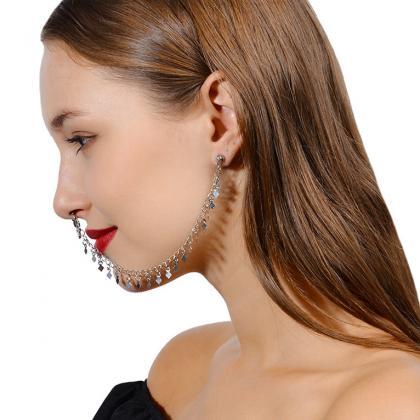 Geometric Diamond Tassel Chain Earrings