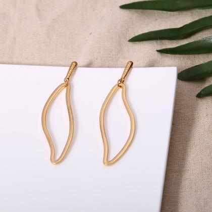 Simple Hollow Out Leaf Earrings