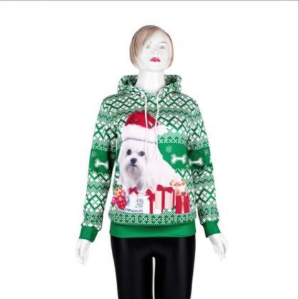 Gifts And Dog Digital Print Women Christmas Party..