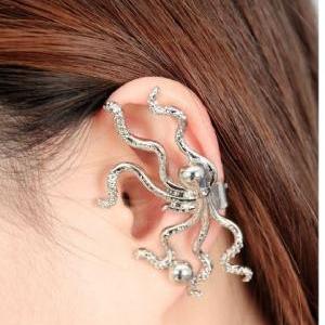 Rhinestone Inlaid Octopus Shape Ear Stud/earring