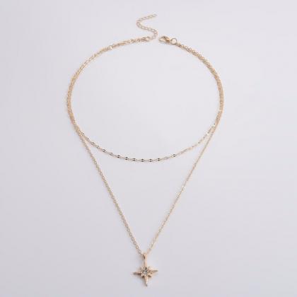 Chain Star Necklace Women Jewelry Layered..