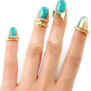 6pcs Fashion Women Golden Alloy Rings(golden)