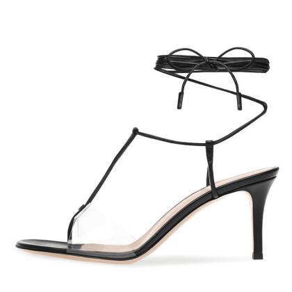 Sexy Pu Pvc Patchwork Open Toe Strap Sandals