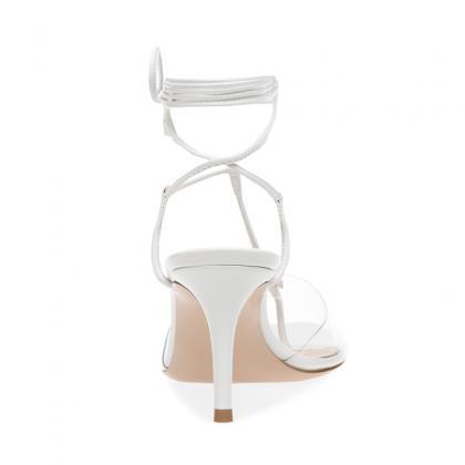 Sexy White Pu Pvc Patchwork Open Toe Strap Sandals