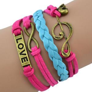 Charm Handmade Love 8 Words Music Bracelet..