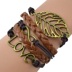 Charm Love 8 Word And Leaf Handmade Bracelet..