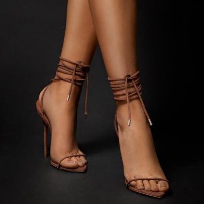 Pink Strapped Stiletto Sandals