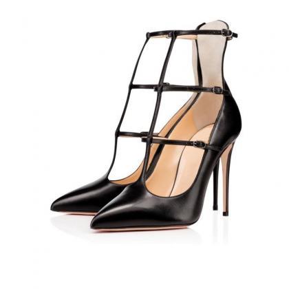Pointed Roman strap stiletto