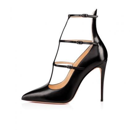 Pointed Roman strap stiletto