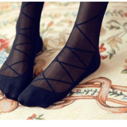 Lace-up Bowknot Cored Silk Stockings..