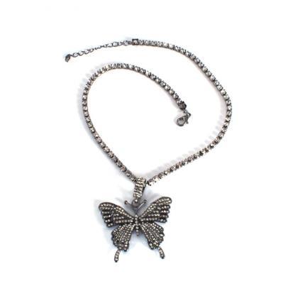 Hip Hop Diamond Butterfly Necklace-3