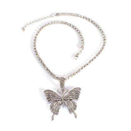 Hip Hop Diamond Butterfly Necklace-4