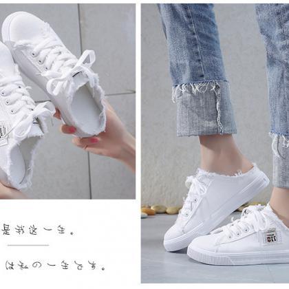 Half Support Canvas Shoes-white