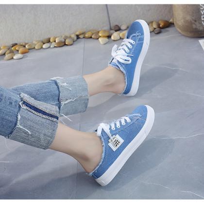 Half Support Canvas Shoes-blue