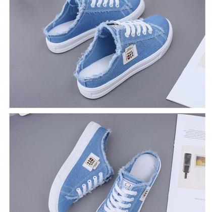 Half Support Canvas Shoes-blue