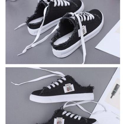 Half Support Canvas Shoes-black