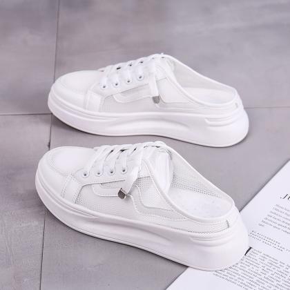 Mesh Thick Soled Shoes Wear Spring White Shoes..