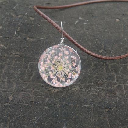 Handmade Dried Flower Necklace Lace Flower..