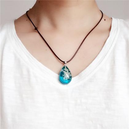 Luminous Necklace Sky Star Dried Flower Clavicle..