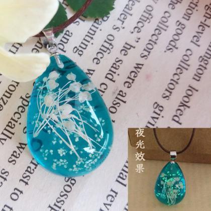 Luminous Necklace Sky Star Dried Flower Clavicle..